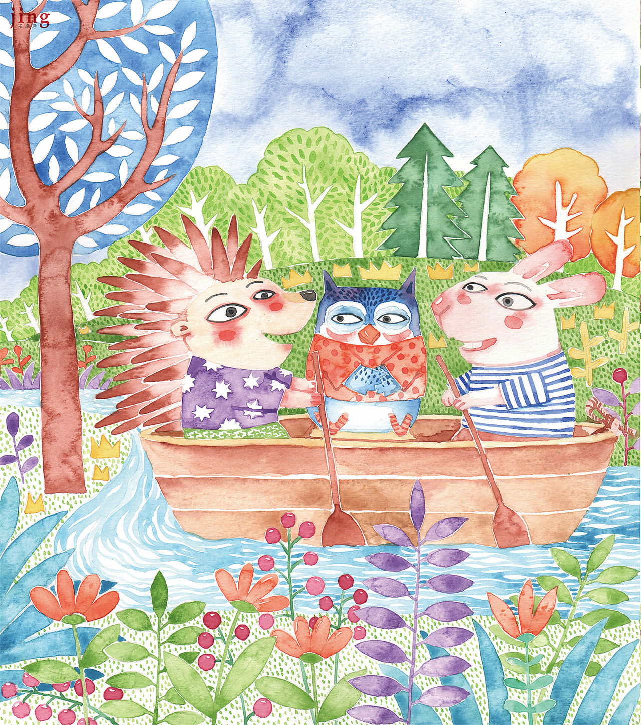 兔年水彩插画合集 27幅兔子手绘纸本水彩插画