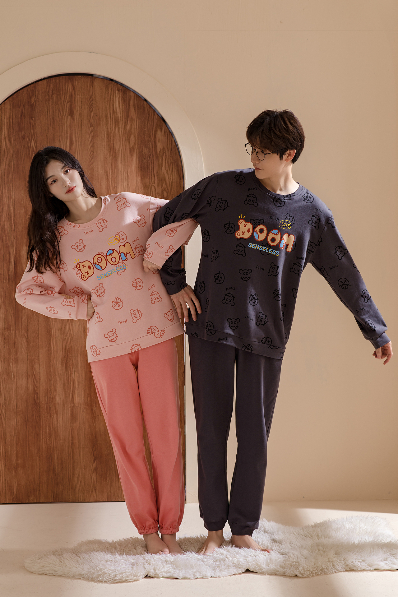 【原创凉感型】情侣睡衣秋冬套装长袖家居服夏季高级感