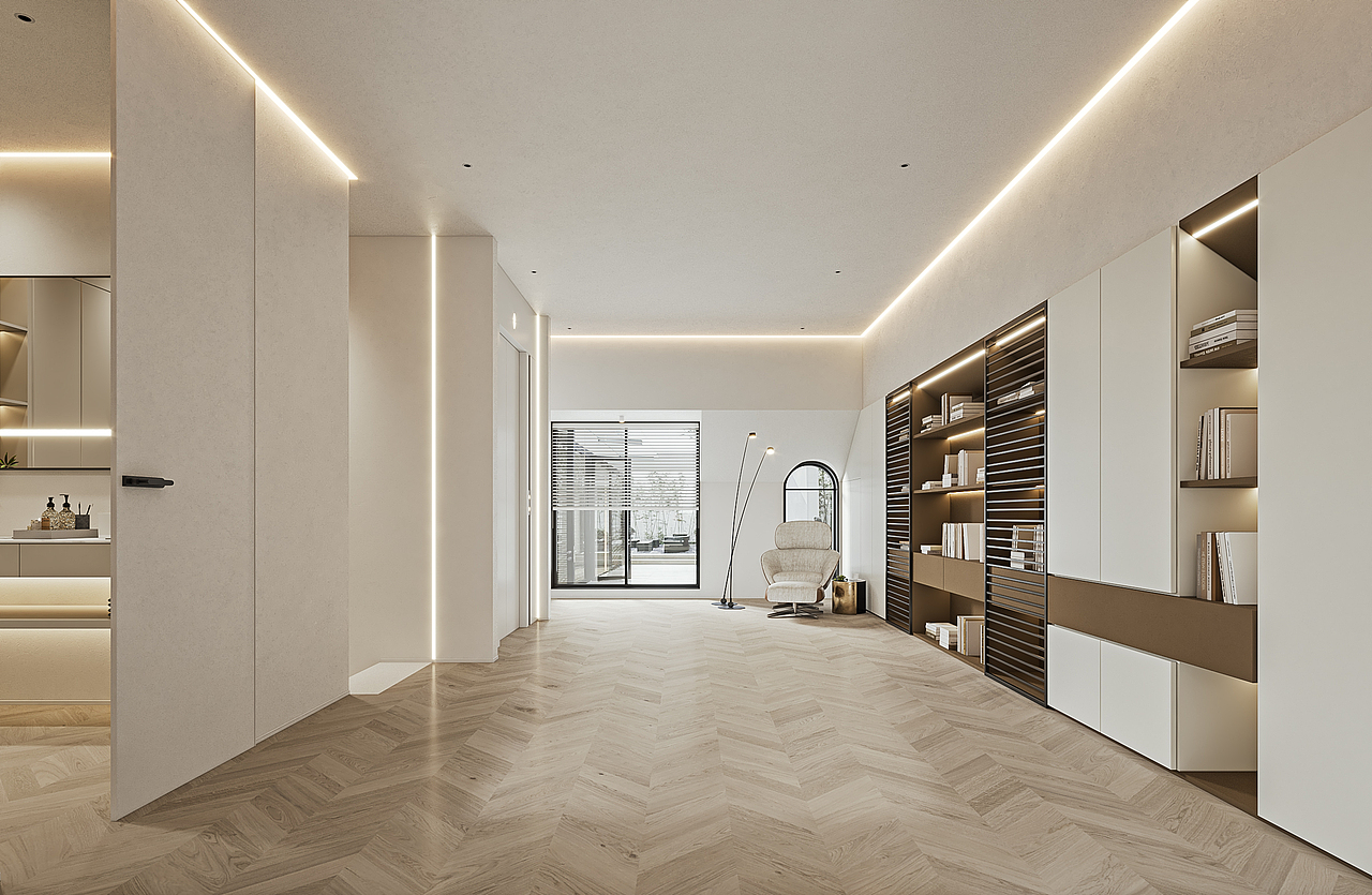 现代极简奶油跃层（图ZMzQ0NDIxOTEy） - 家装设计 - 站酷设计师A大连绘图员皓皓原创素材 - 站酷ZCOOL