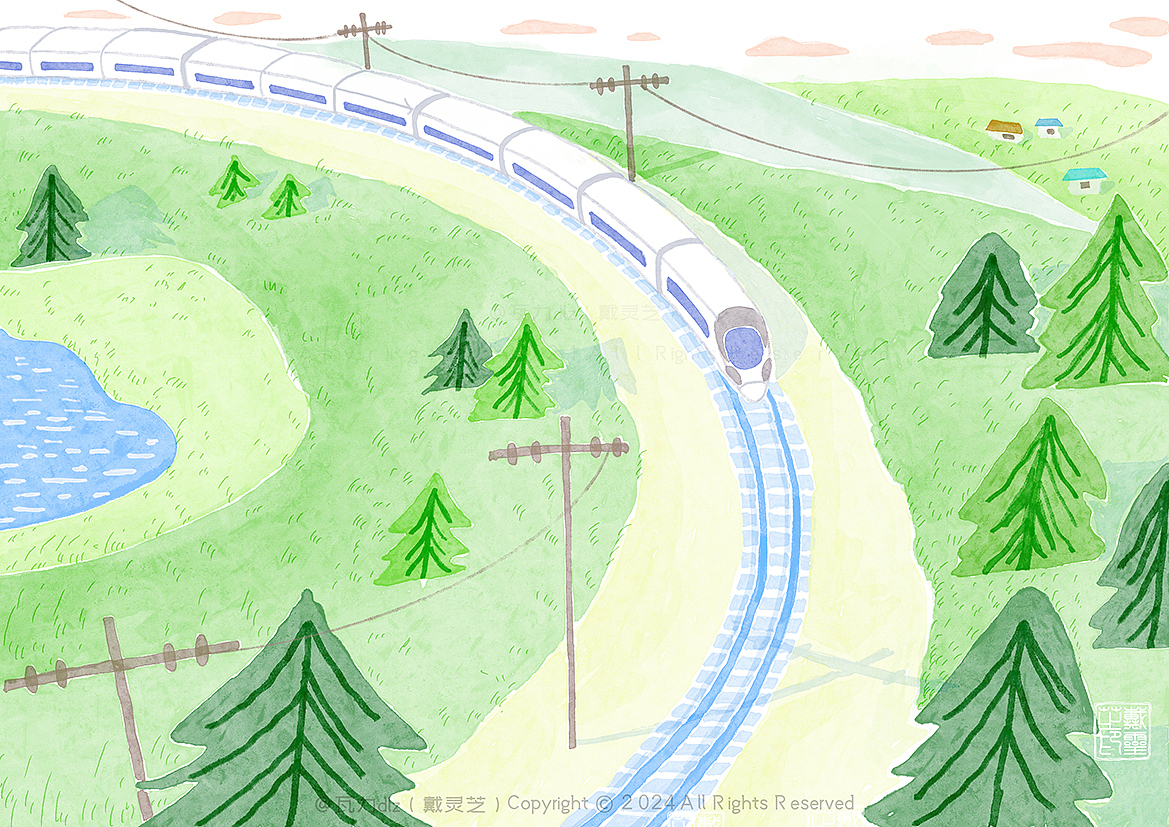 Ipad绘画-开往春天的高铁（系列四张）（图ZMzYyNTAxNDg4） - 商业插画 - 站酷设计师戴灵芝原创素材 - 站酷ZCOOL