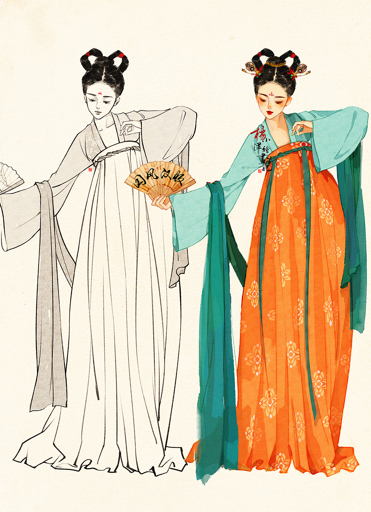 杨小洋速涂|国风汉服美人图鉴合集_杨小洋插画-站酷zcool
