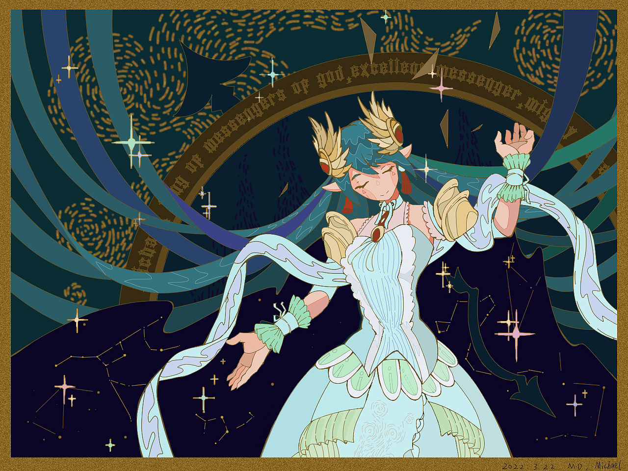 星空下的美少女（图ZMjk4ODc2MDQw） - 创作习作 - 站酷设计师蒙达利安原创素材 - 站酷ZCOOL