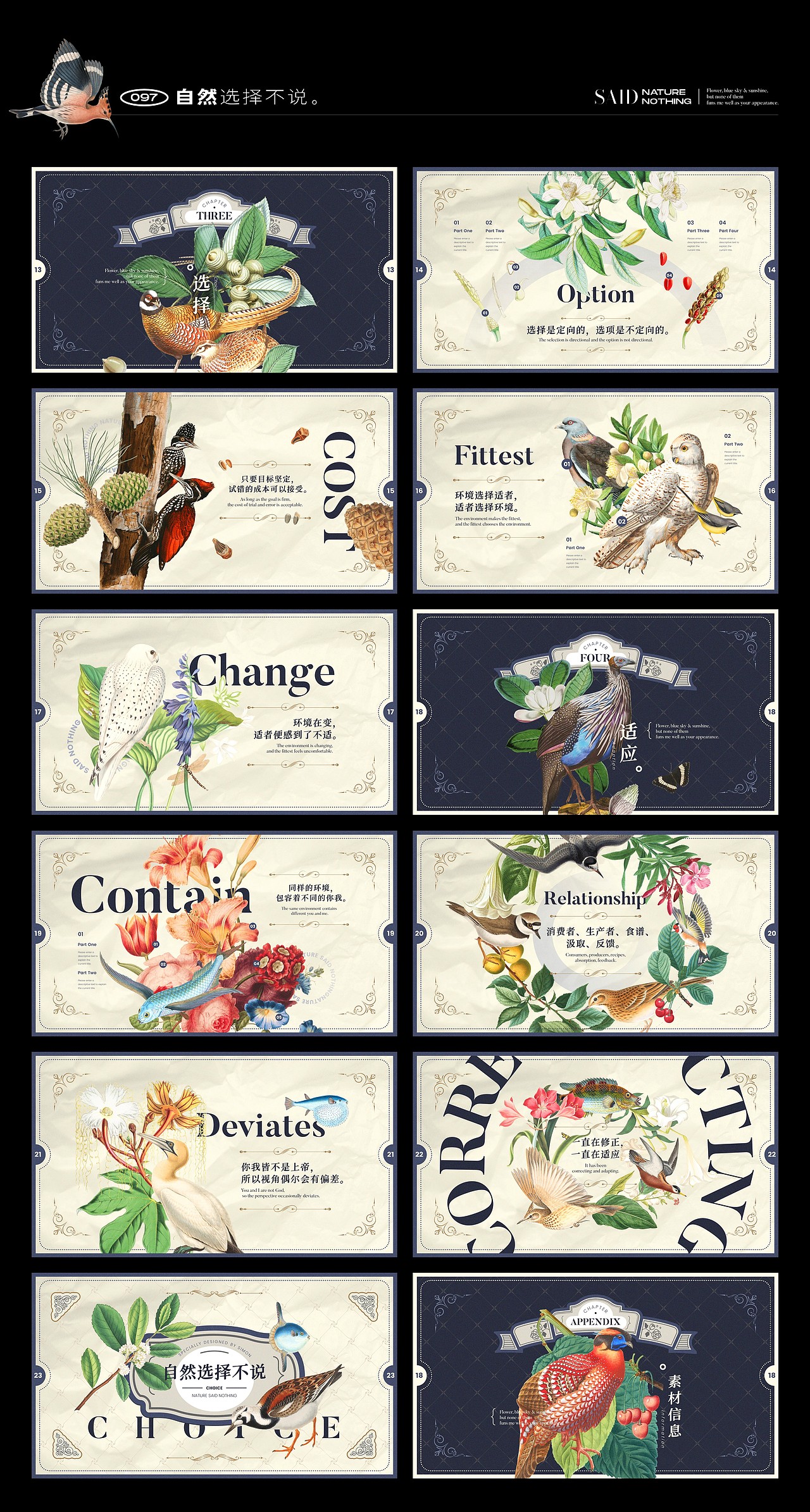 【自然选择不说】复古自然插画主题PPT模板（图ZMzE1MzQ5MjYw） - PPT/Keynote - 站酷设计师凉了药原创素材 - 站酷ZCOOL