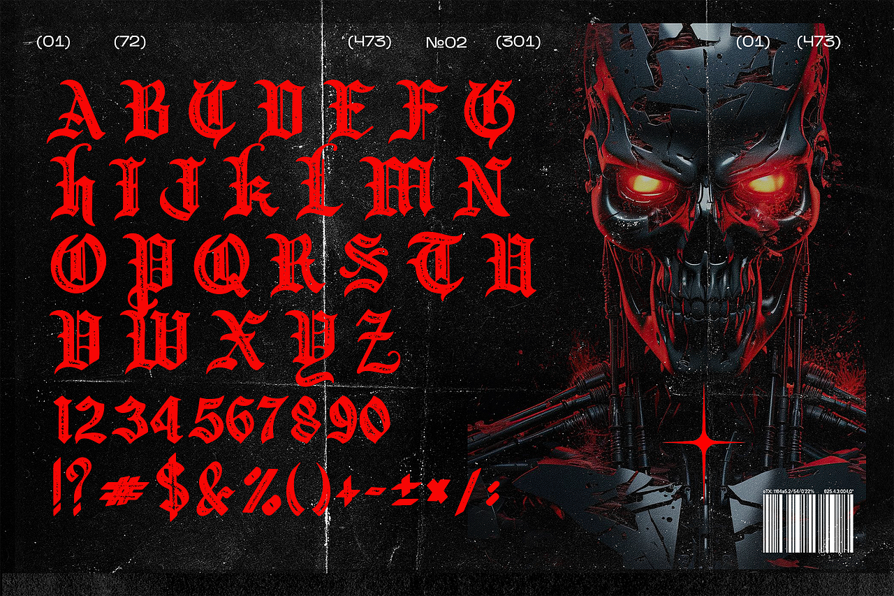 重金属摇滚哥特复古潮流海报封面标题纹身装饰英文字体