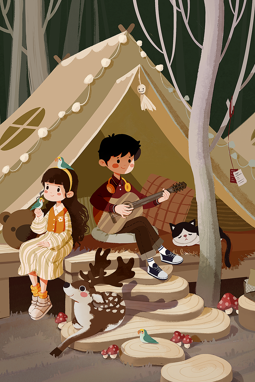 《森林鹿歌》——静谧的森林，可爱的小鹿，轻轻唱和。
<br><br><br><br>