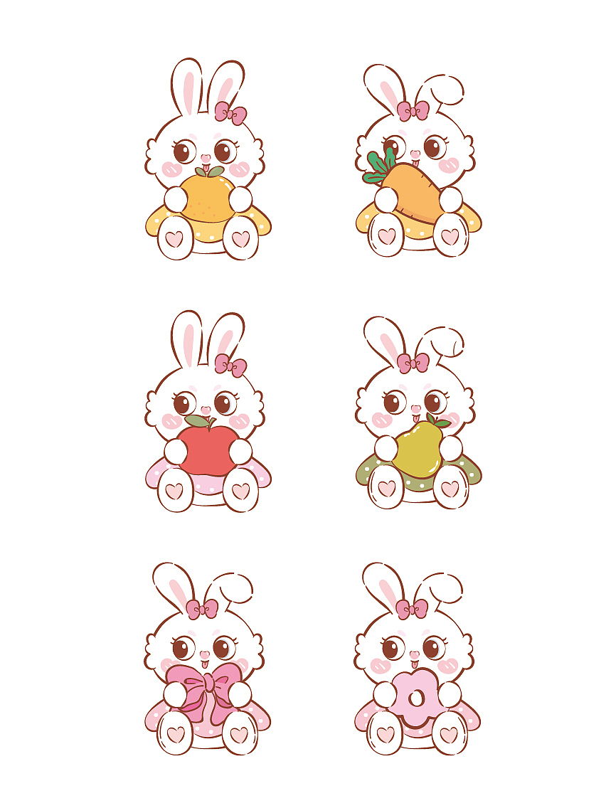 蜜糖兔ip卡通形象插画表情包兔年卡通形象