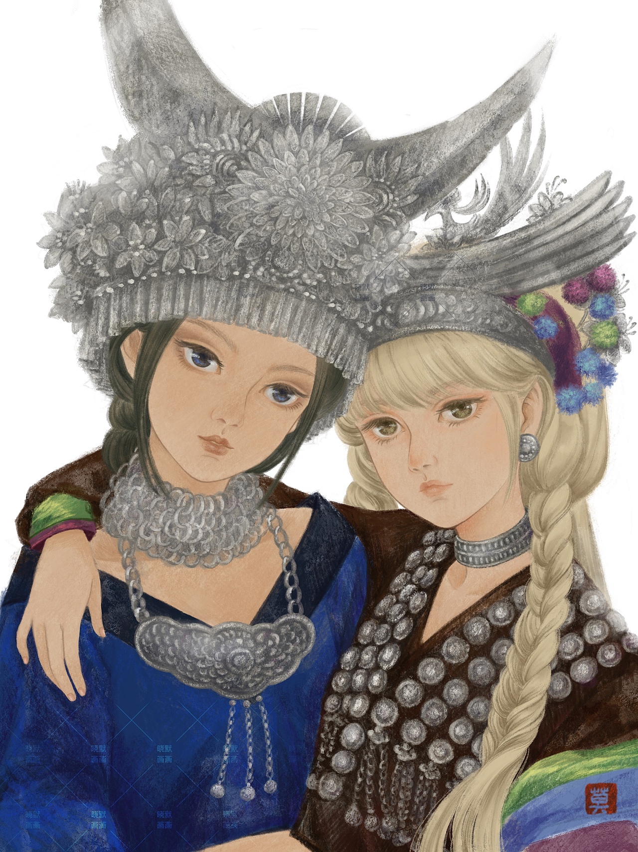 苗疆少女【白】(图ZMzAyMzgxNjQw) - 艺术插画 - 站酷设计师晓默画画原创素材 - 站酷ZCOOL