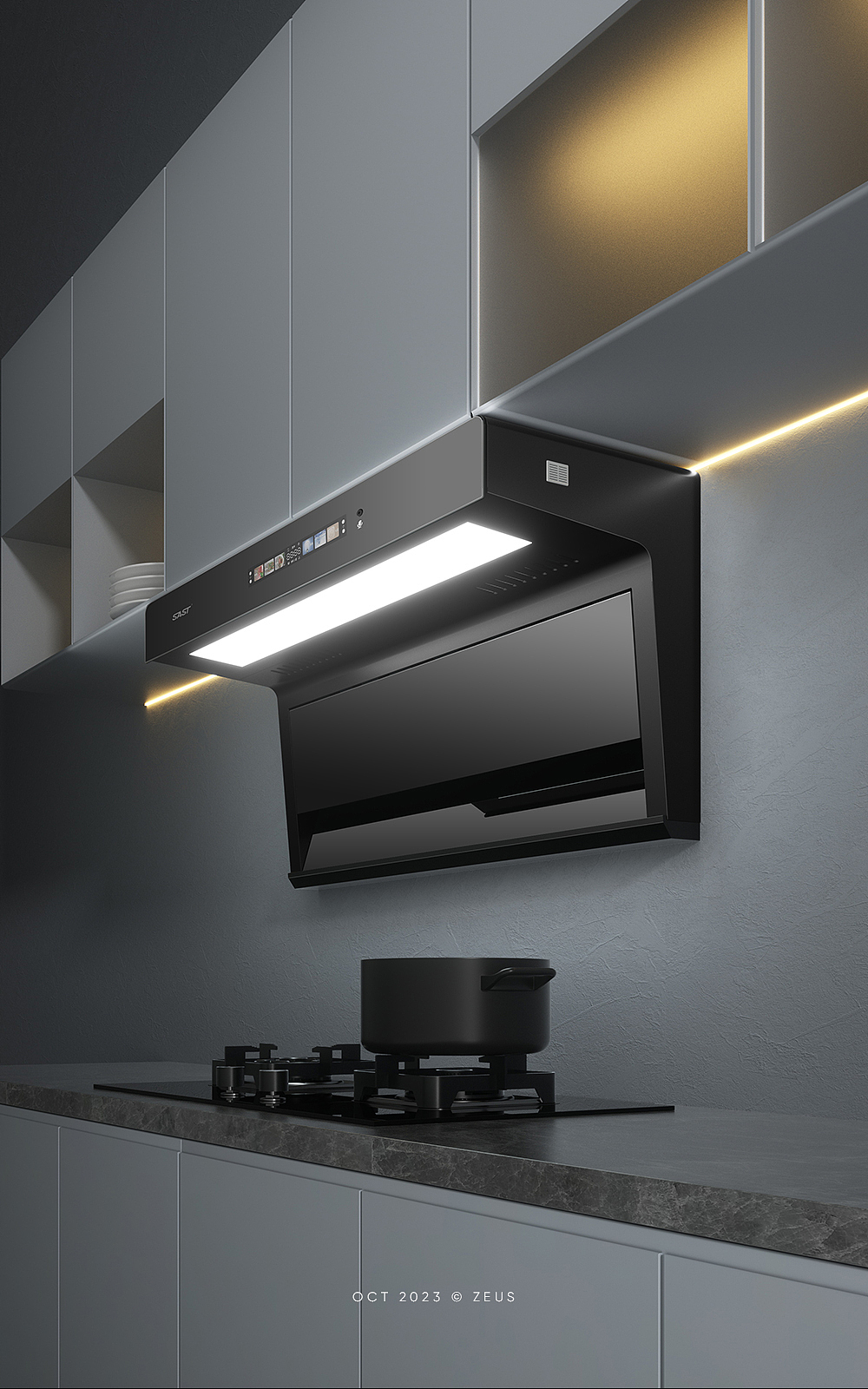 2023 先科|油烟机场景渲染2款