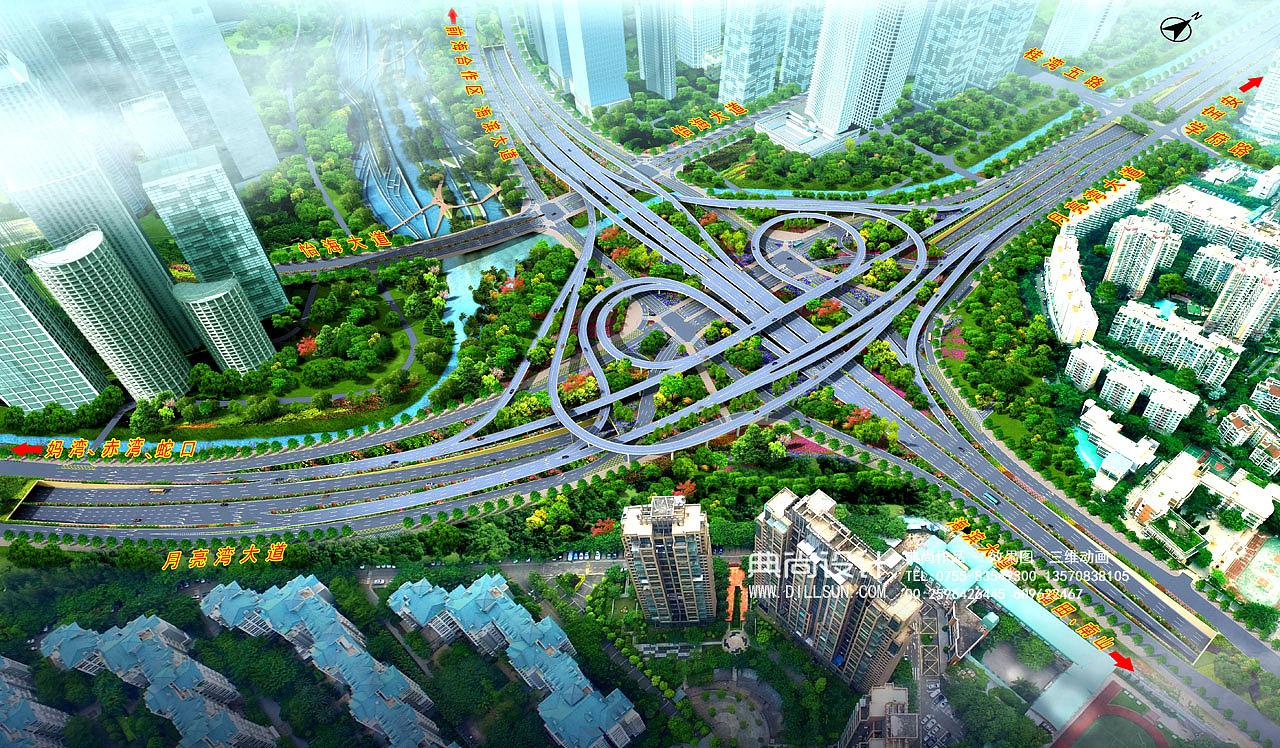 互通效果图3互通立交设计鸟瞰效