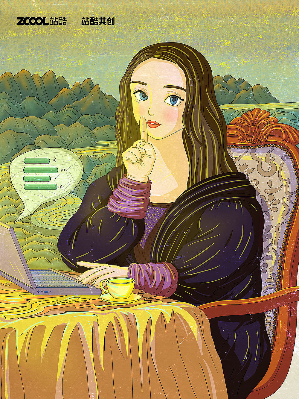 世界名画100 | 蒙娜丽莎的心境（图ZMzQzNzAwODAw） - 艺术插画 - 站酷设计师安妮俊俊子原创素材 - 站酷ZCOOL