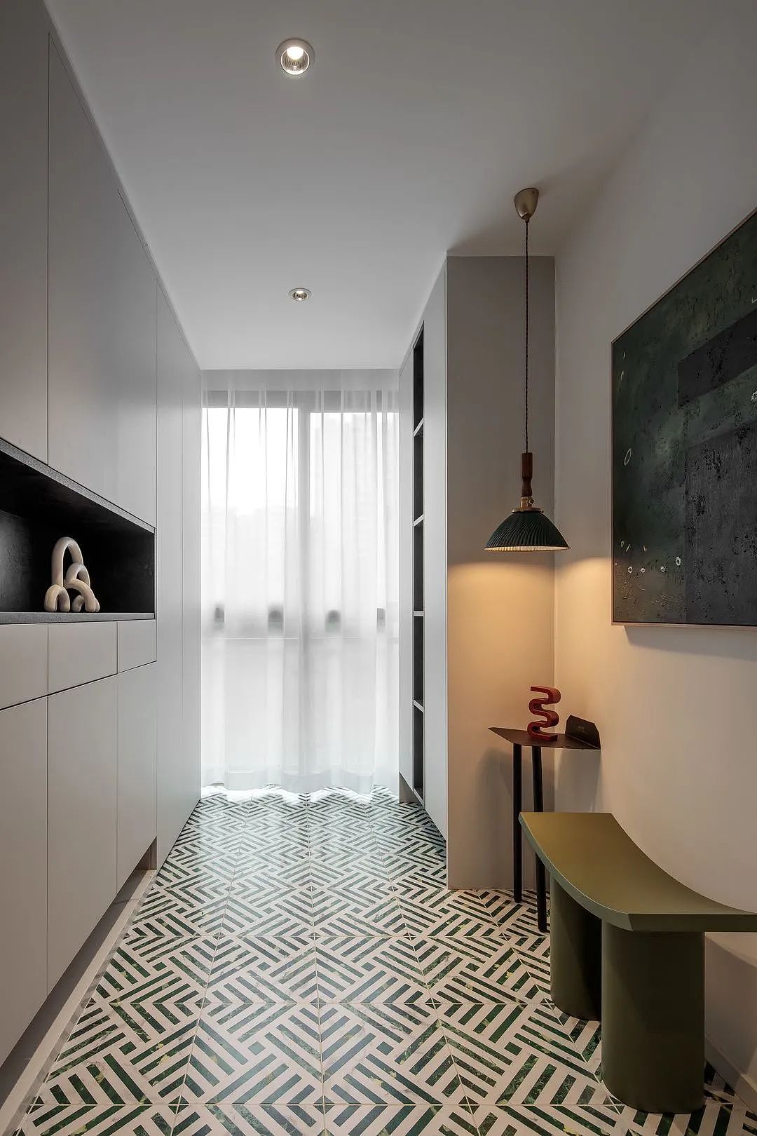 120平现代室内设计,进门就被迷住了,地面砖贼好看了