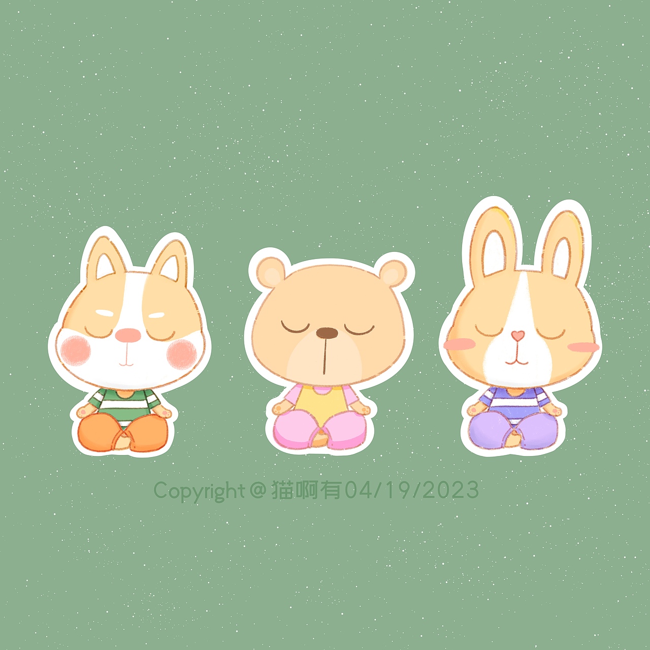 和小动物们一起放松身心，打坐冥想吧。（图ZMzM4MTgwNTYw） - 儿童插画 - 站酷设计师猫啊有原创素材 - 站酷ZCOOL