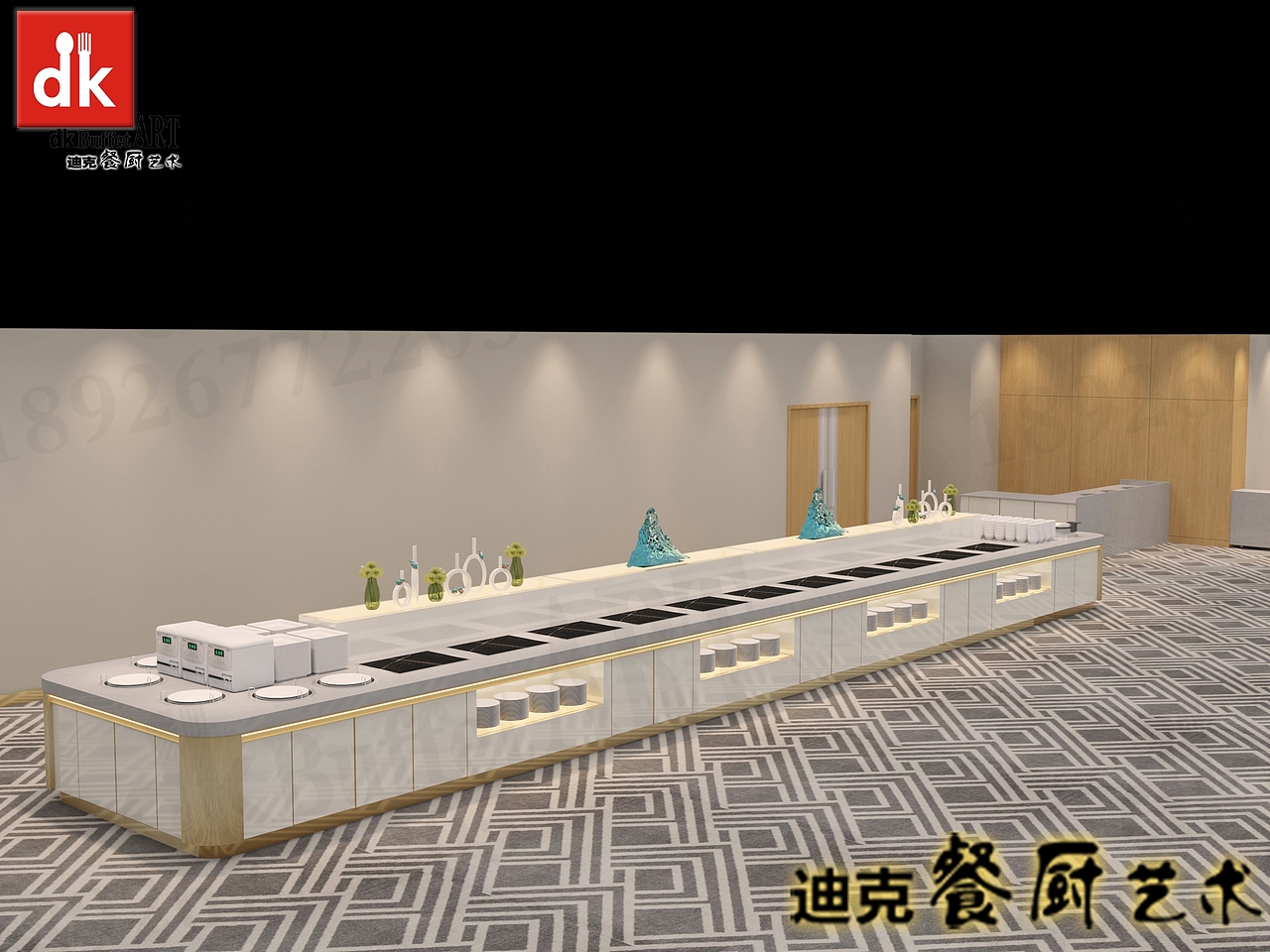 酒店自助餐台设计 dk岩板大理石布菲台自助餐设备