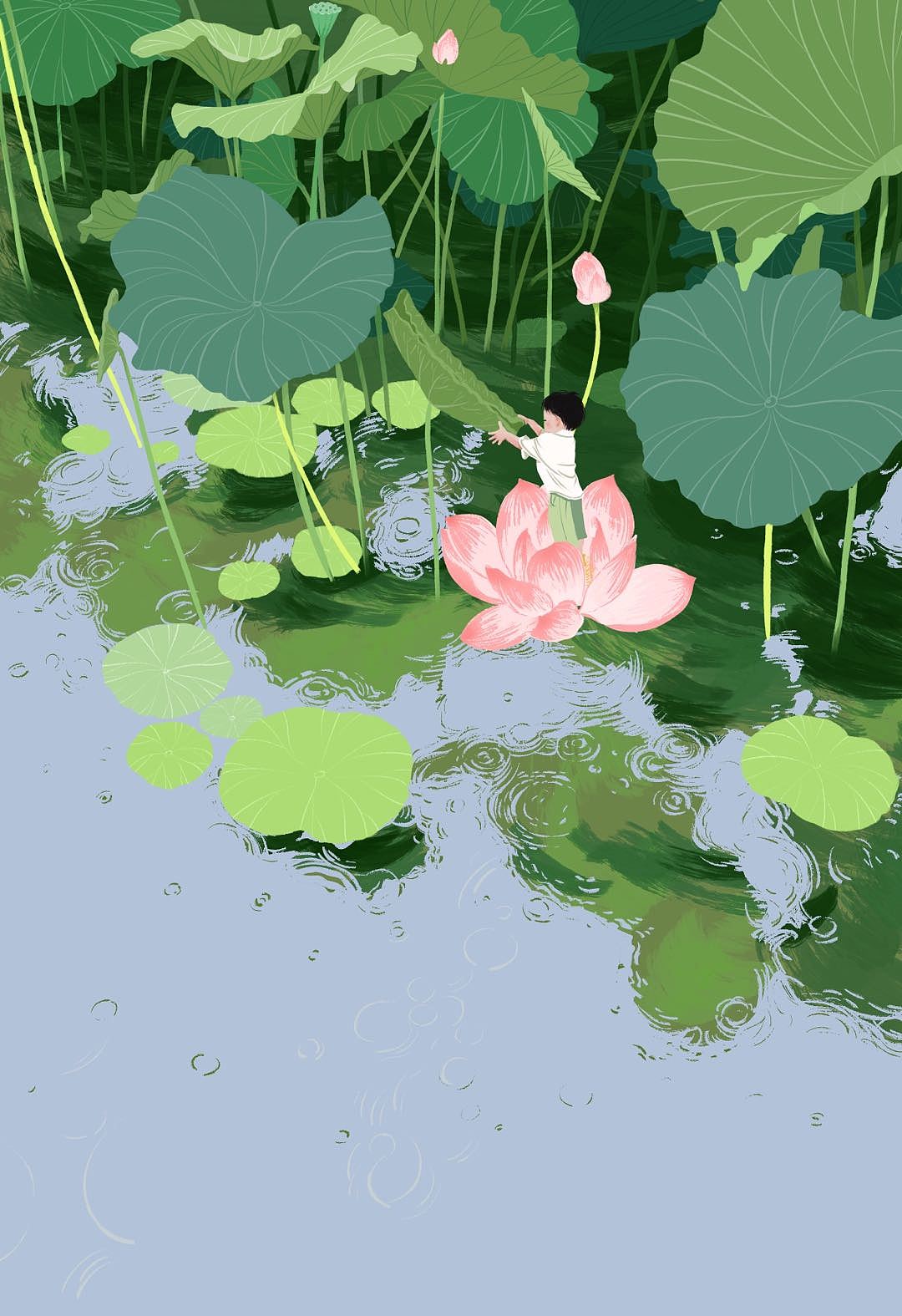 荷塘（圖ZMzA5NDUxODUy） - 商業(yè)插畫(huà) - 站酷設(shè)計(jì)師妄畫(huà)畫(huà)原創(chuàng)素材 - 站酷ZCOOL
