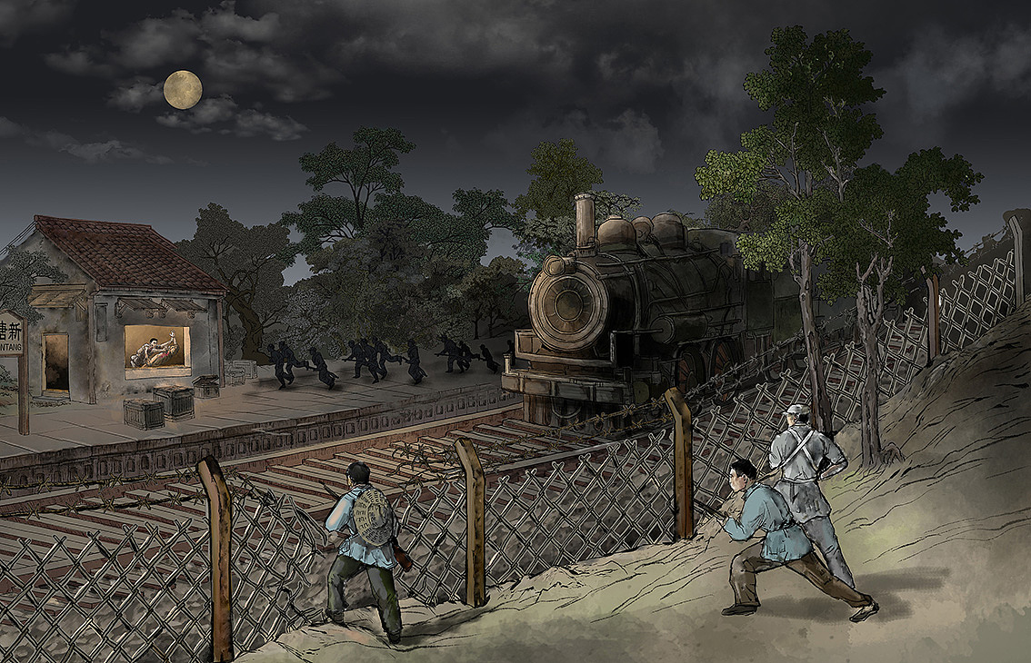 增城方志馆/夜袭新塘火车站层板画（图ZMzA2NjI5NzY4） - 绘画 - 站酷设计师卷Jan原创素材 - 站酷ZCOOL