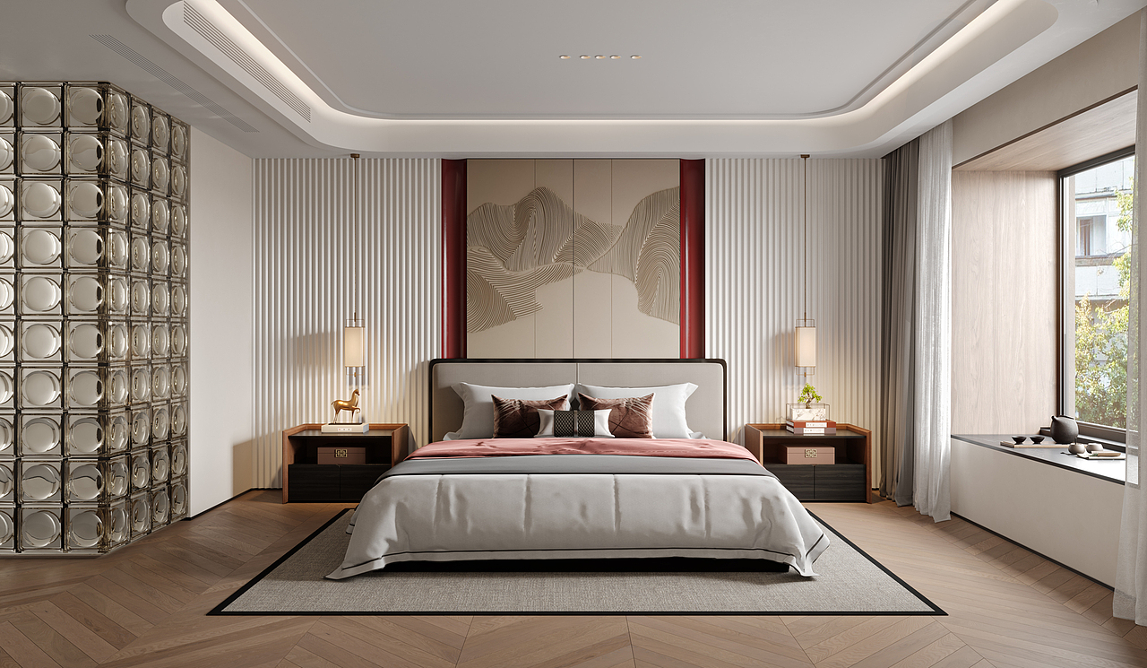 新中式别墅 中式客厅（图ZMzQ0MDczMTEy） - 家装设计 - 站酷设计师痞老蟹原创素材 - 站酷ZCOOL