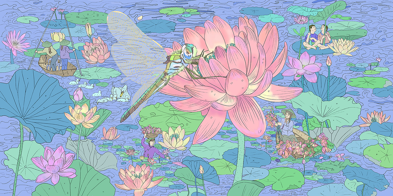 【学员作品】小蜻蜓-《江南可采莲》（图ZMzE3MjY5MzMy） - 商业插画 - 站酷设计师冯渡插画工作室原创素材 - 站酷ZCOOL