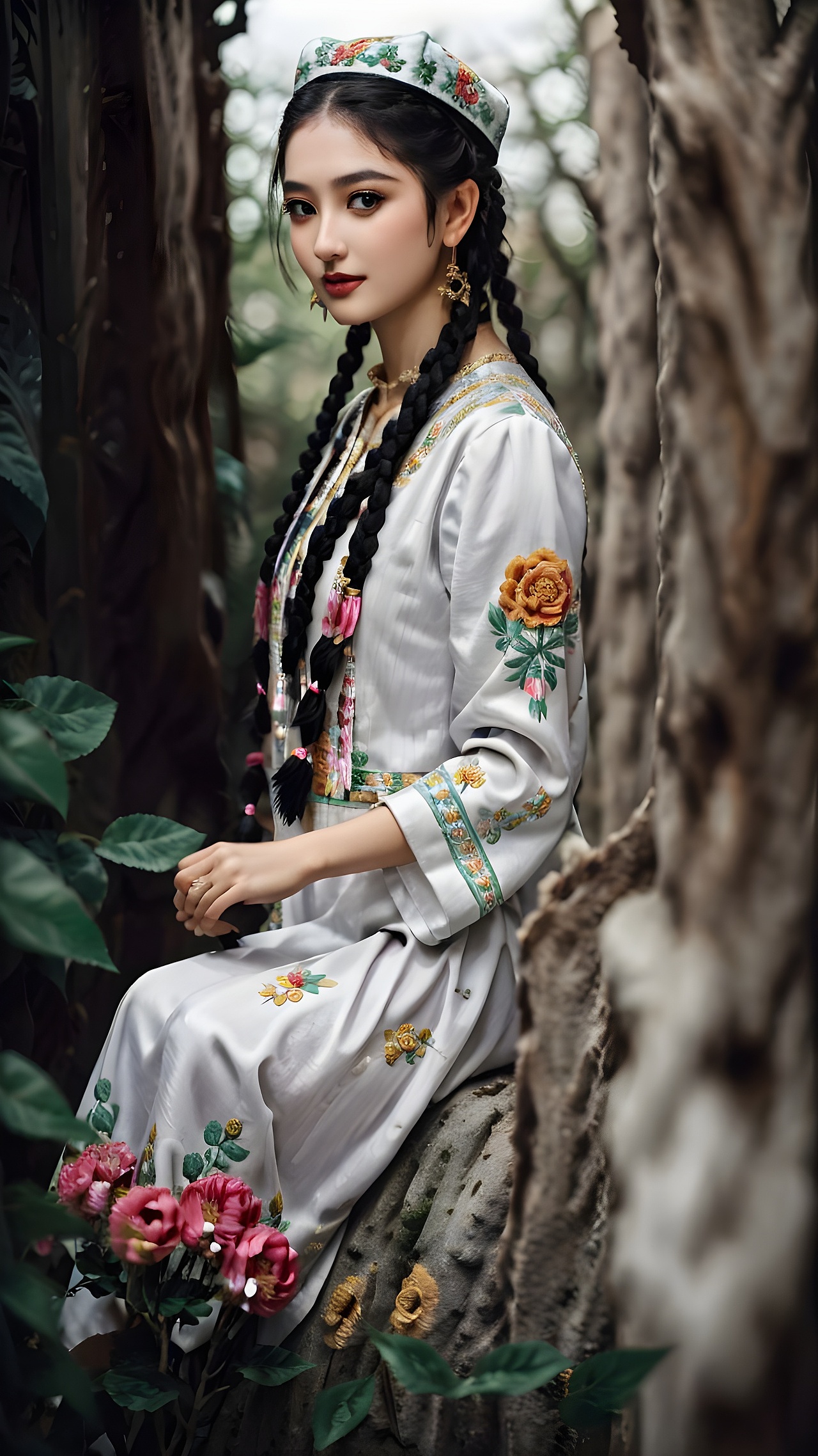 新疆姑娘AI绘画作品