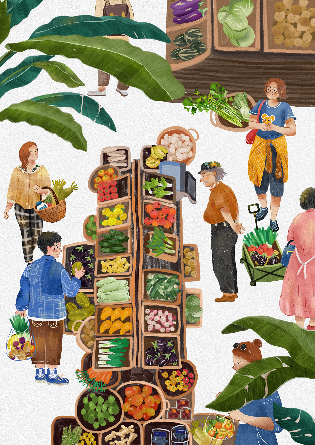 外国本地的农贸市场也非常丰富,棕色的木框摆放的整整齐齐,各式各样的有机食材、大把的香菜,光番茄就有红的绿的好几个品种,瓜果还都带着花卖。