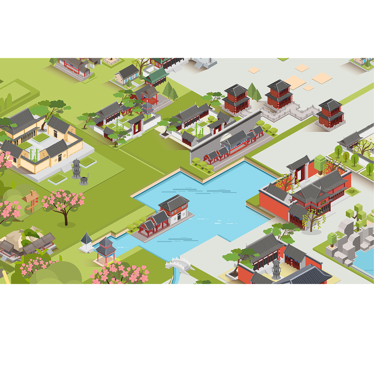 矢量地图立体建筑摘取部分景点（图ZMzA5ODE3OTYw） - 宣传物料 - 站酷设计师狗哥初一原创素材 - 站酷ZCOOL