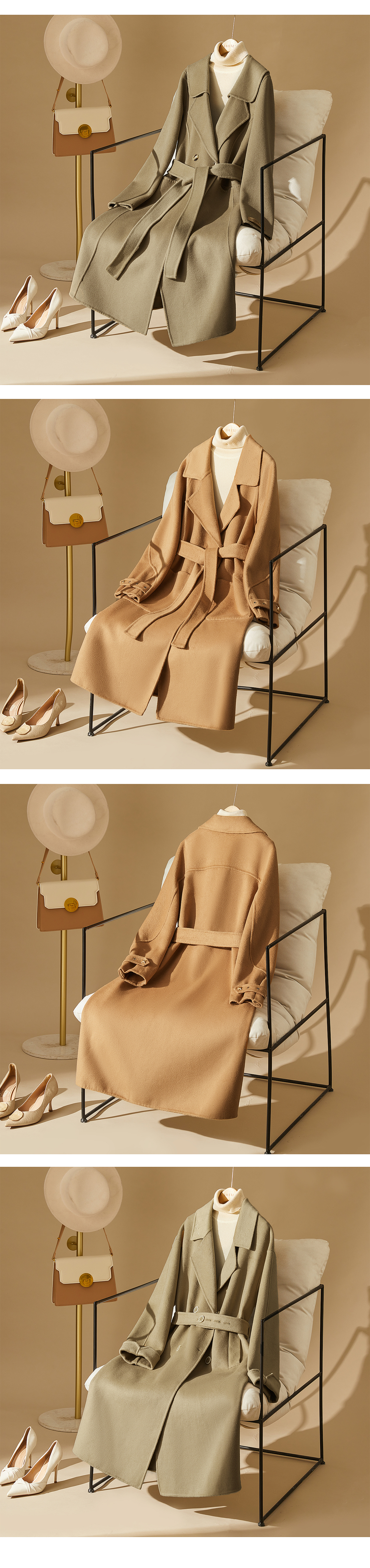 呢大衣平铺拍摄|凤凰摄FHS|服装创意拍摄|女装平铺