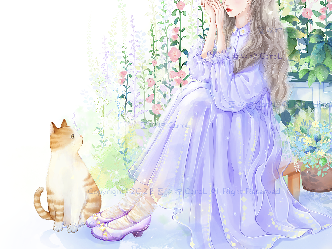 猫咪与少女（图ZMjk4NjM5NzM2） - 创作习作 - 站酷设计师以柠CaroL原创素材 - 站酷ZCOOL