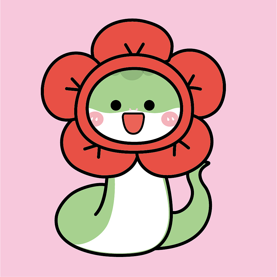 蛇年有钱花卡通形象插画表情包头套蛇宝宝生肖头像刺绣