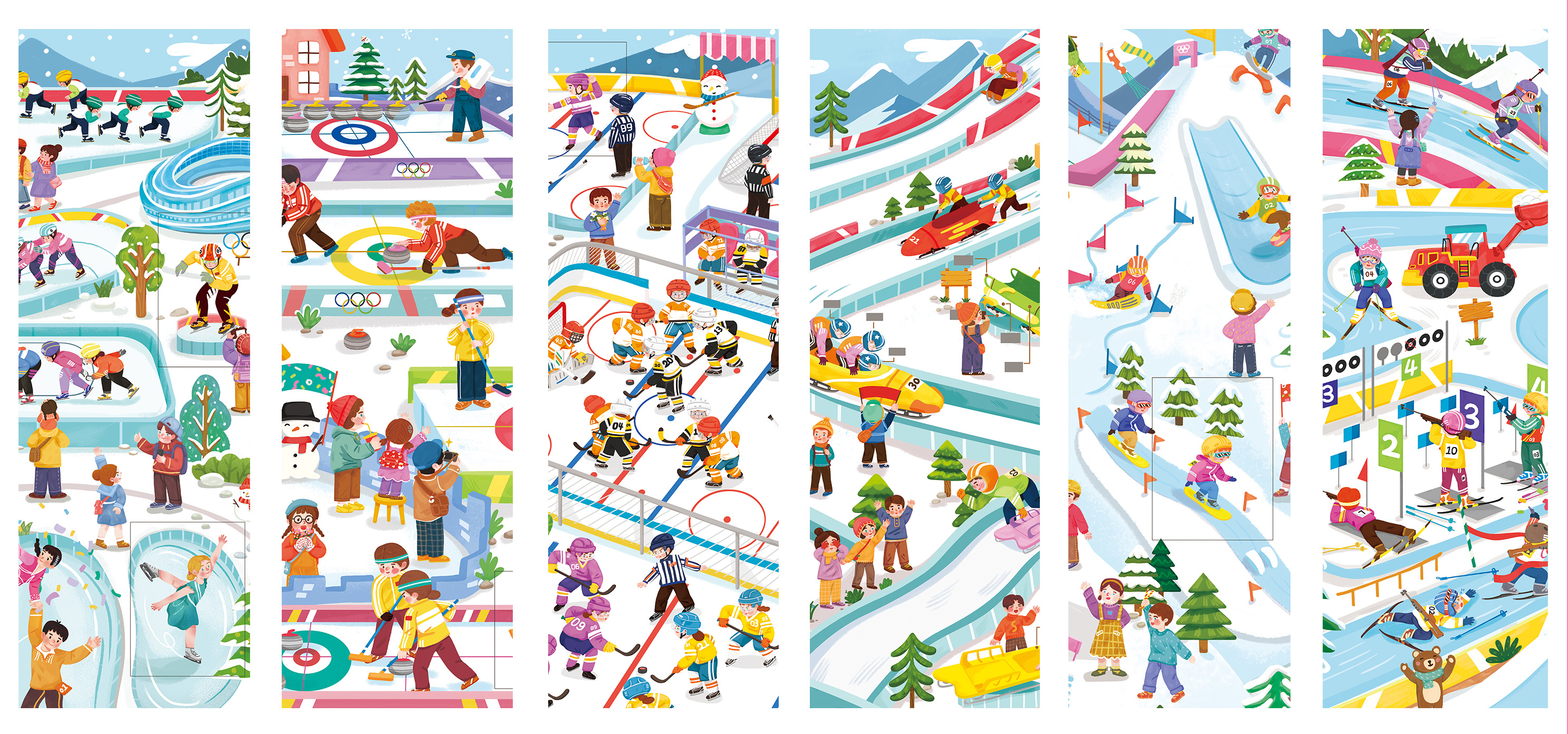 冬奥会冰雪运动插画绘本海报