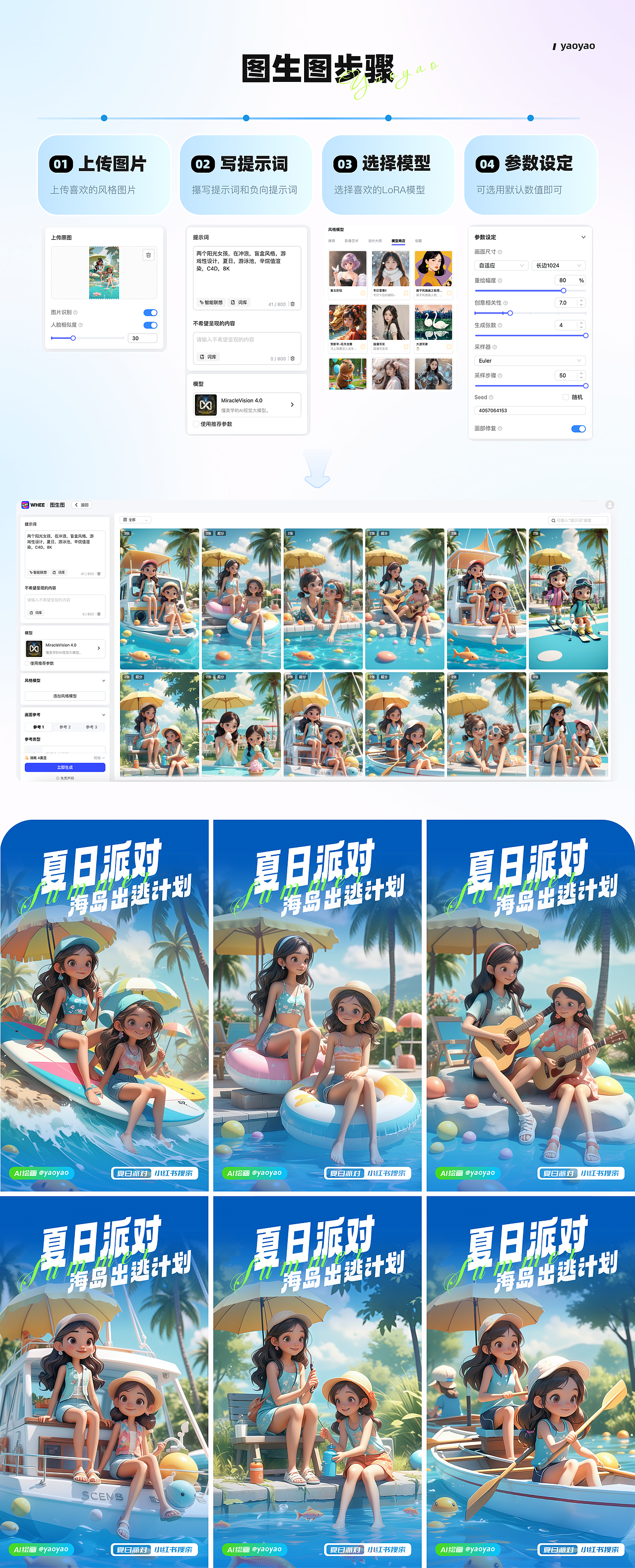 AIGC辅助夏日动态海报设计(图ZMzcwODIzNDI4) - APP界面 - 站酷设计师yaoyao设计师原创素材 - 站酷ZCOOL
