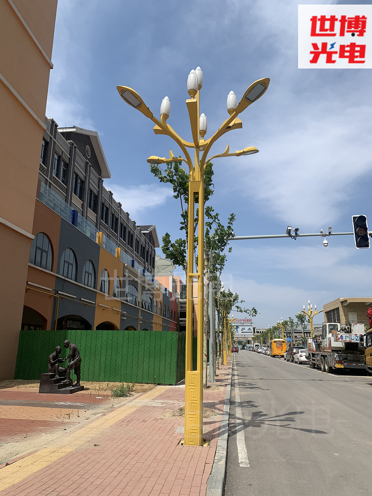 玉兰灯中华灯景观高杆灯 大型组合灯四头五火异形定制