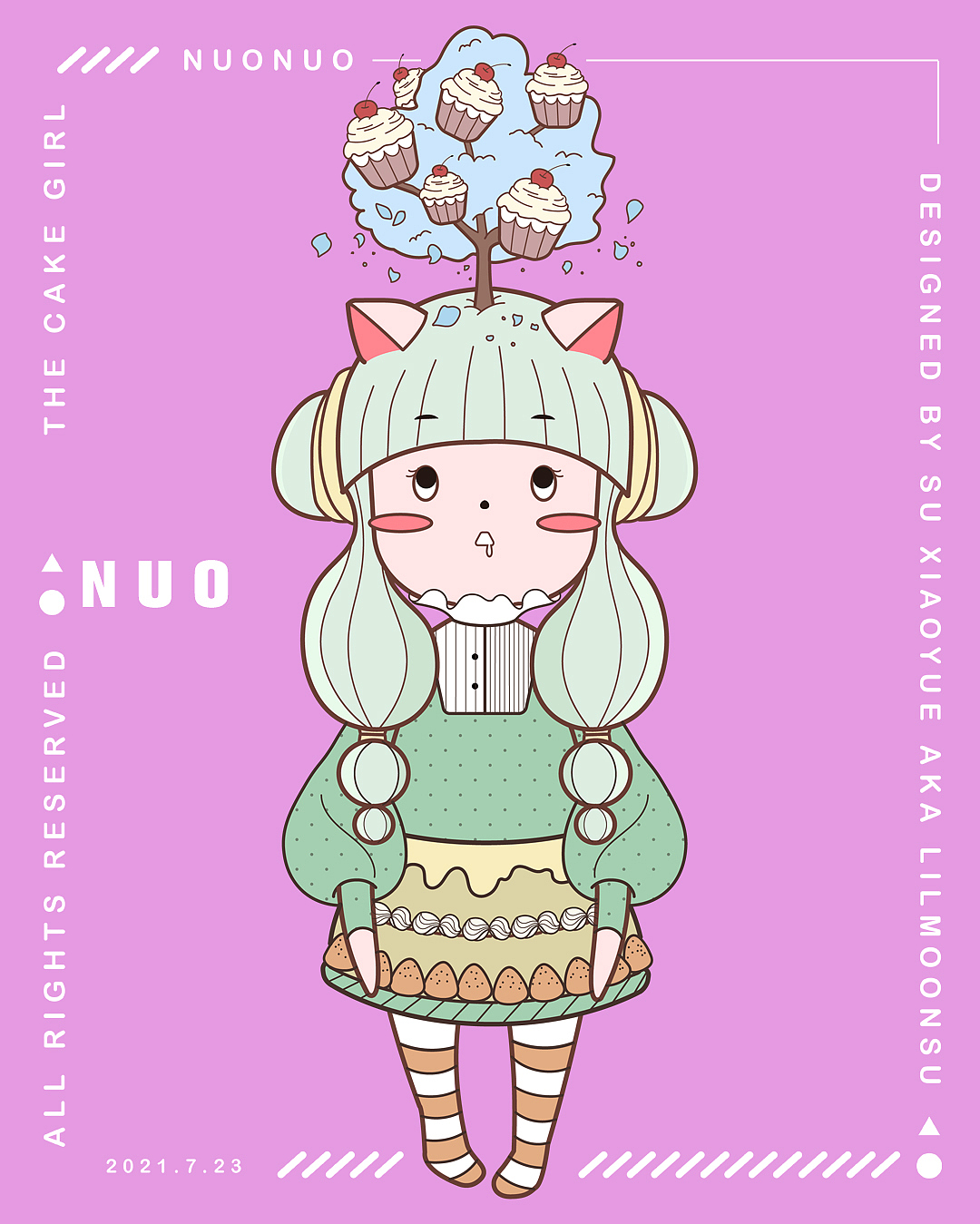 蛋糕店IP形象设计‖头上长出糕点的女孩NUONUO（图ZMzEwNjM2OTIw） - IP形象 - 站酷设计师小月Lilmoonsu原创素材 - 站酷ZCOOL