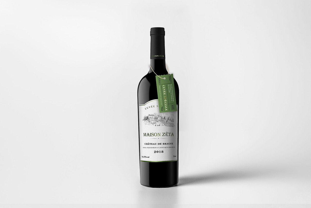 法国超级波尔多干红葡萄酒酒标设计(宽肩重磅瓶)