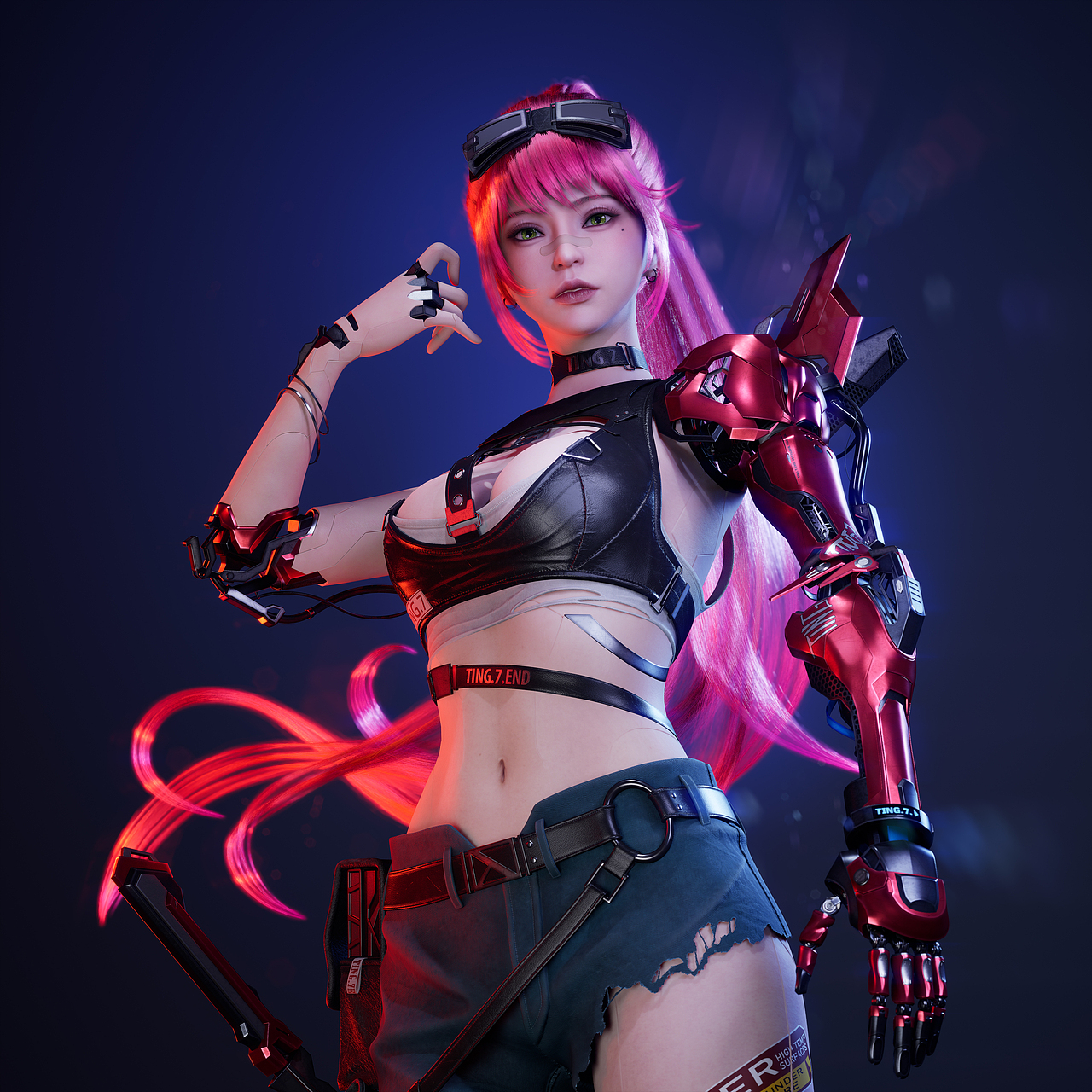 红色机械臂的赛博女孩（图ZMzY5OTAyMjgw） - 人物/生物 - 站酷设计师夏昌琪原创素材 - 站酷ZCOOL