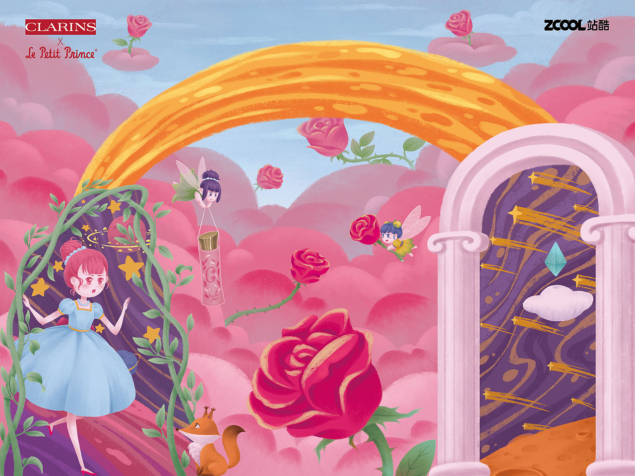 少女穿梭门完成稿（图ZMzQ0NDgyMTEy） - 商业插画 - 站酷设计师麻雀菌原创素材 - 站酷ZCOOL