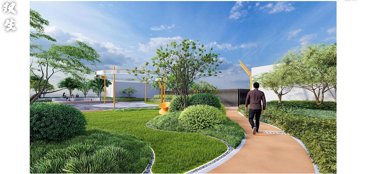 现代简约办公区,屋顶花园景观设计