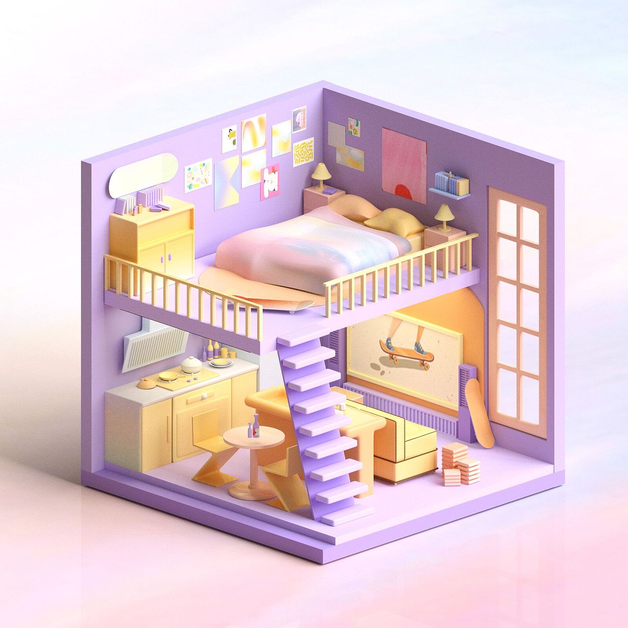 近期C4D零基础课程小房间案例优秀作业-C4D蜂巢计划(图ZMzQ0MDQxNjQ0) - 场景 - 站酷设计师我就是NiaoNiao原创素材 - 站酷ZCOOL