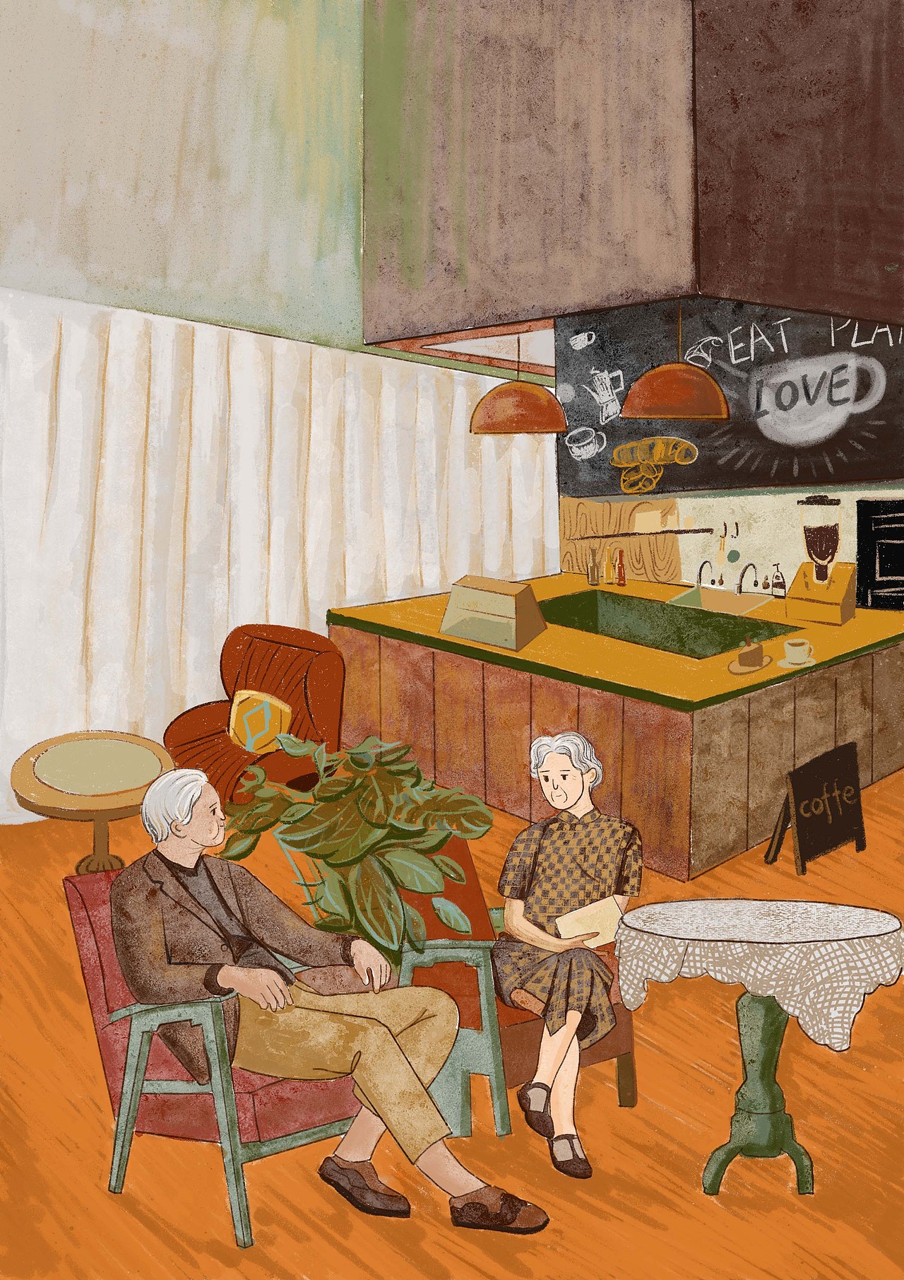 休闲咖啡生活（图ZMzMwNTAxMDM2） - 商业插画 - 站酷设计师冒冒同学过了年纪原创素材 - 站酷ZCOOL