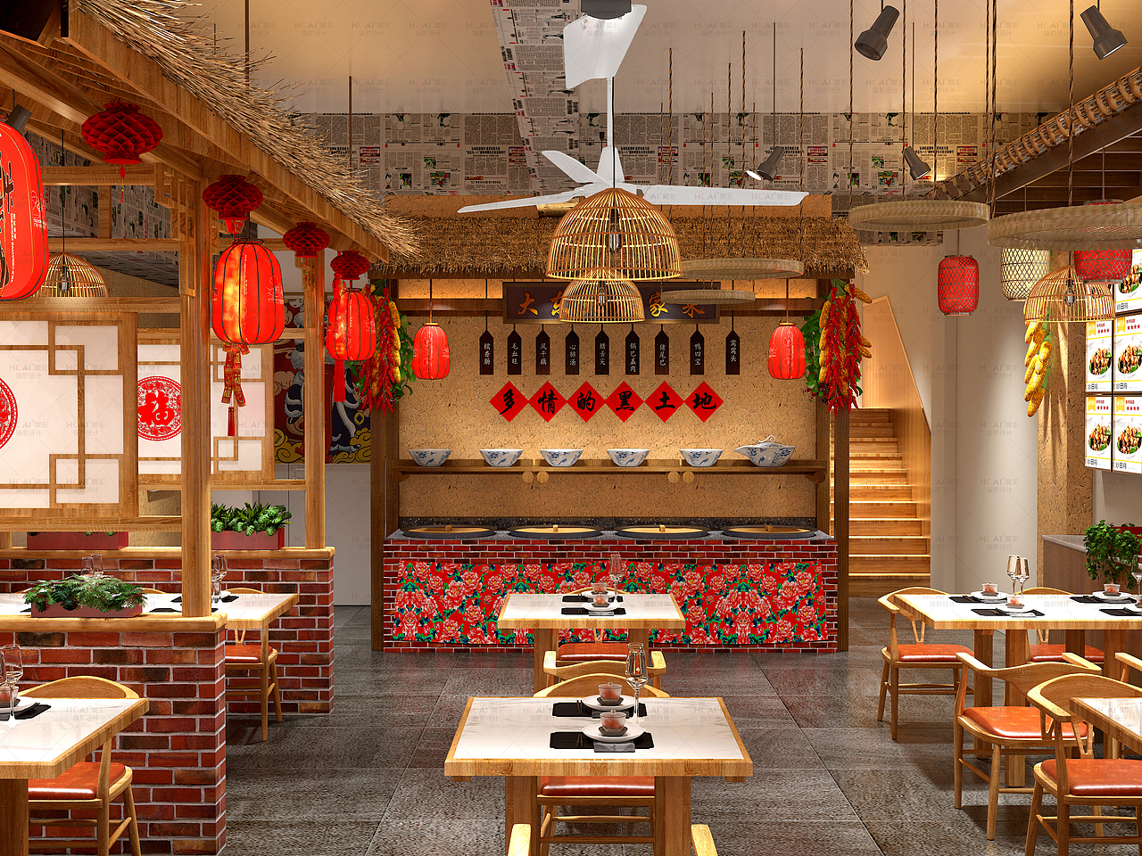 大东北农家菜（图ZMzAzNDY2NTUy） - 酒店餐饮设计 - 站酷设计师餐饮空间设计原创素材 - 站酷ZCOOL