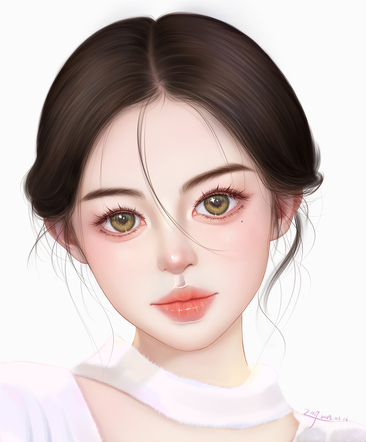 手绘头像|画美女