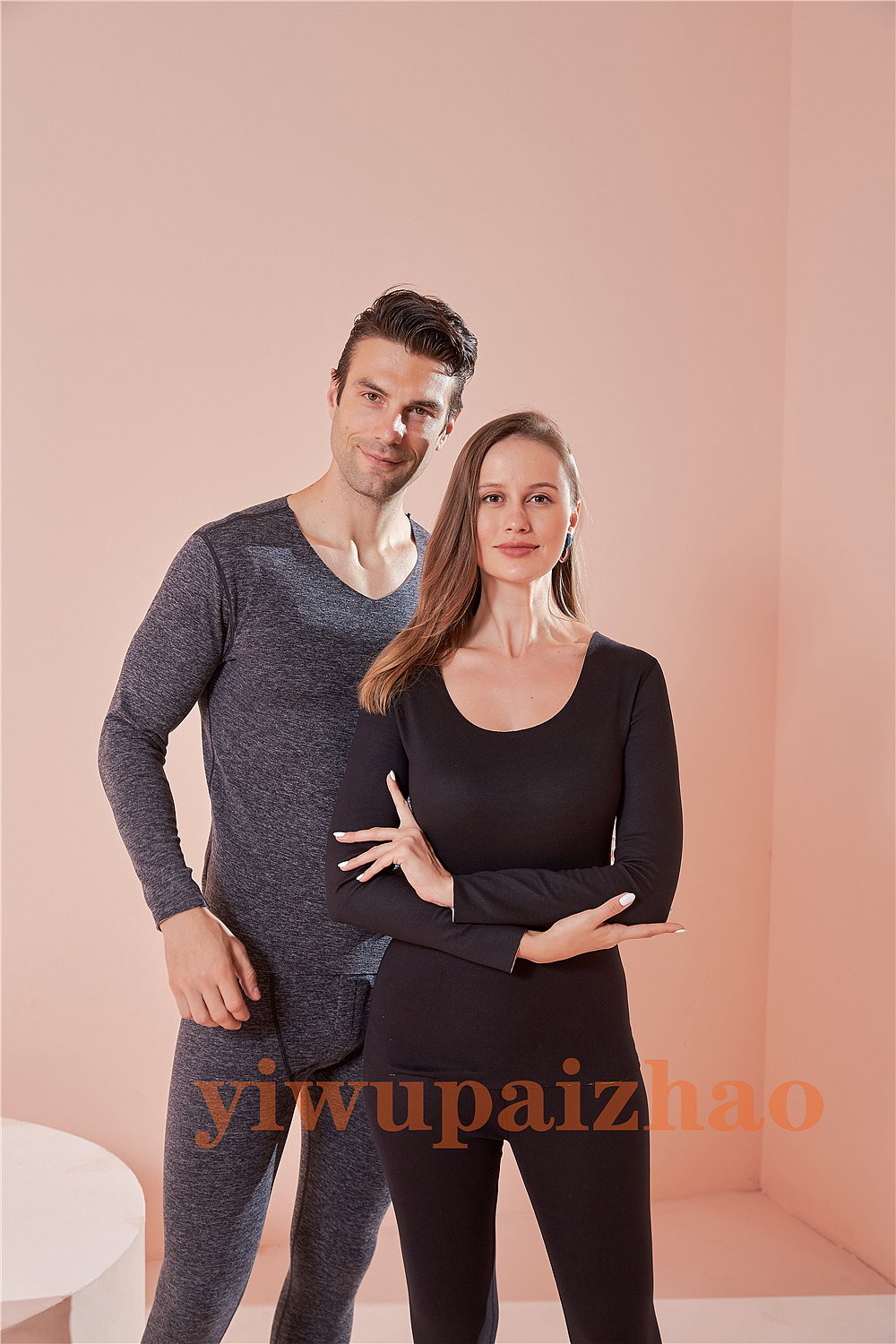 义乌保暖内衣拍照,男女外模合拍保暖内衣效果展示