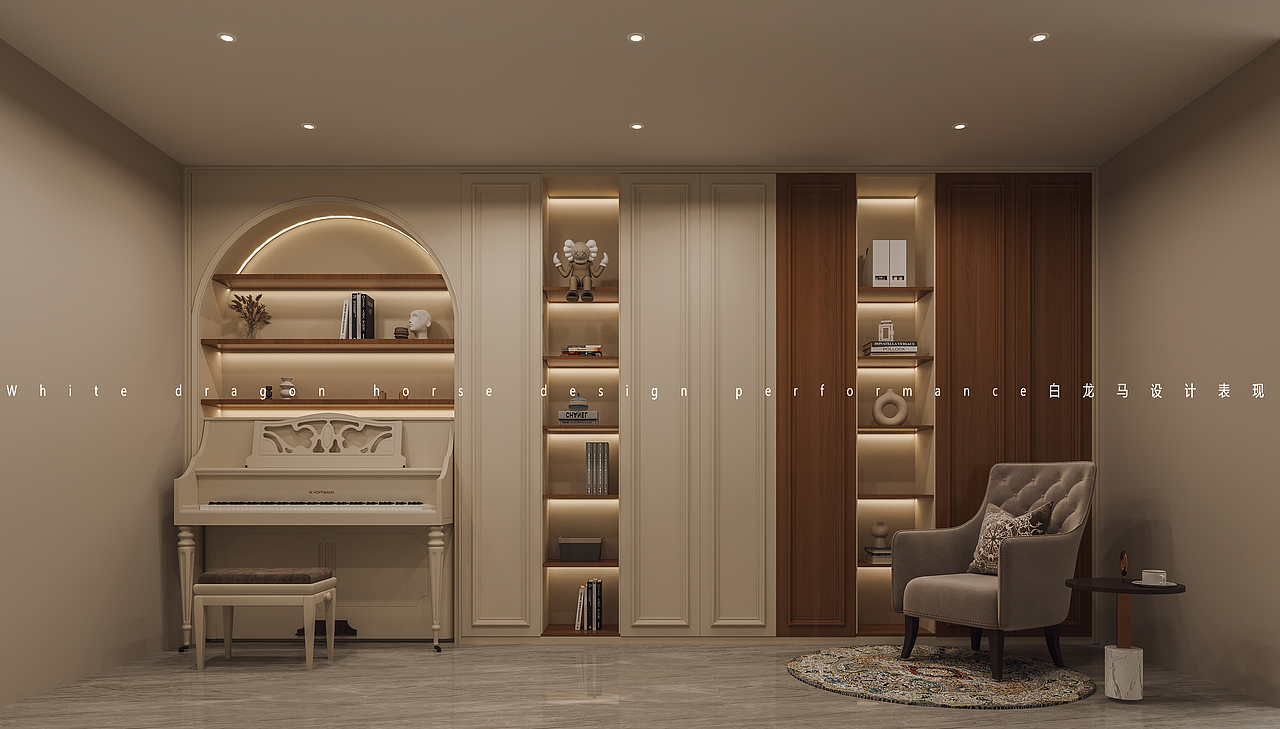 美式轻奢——白龙马效果图