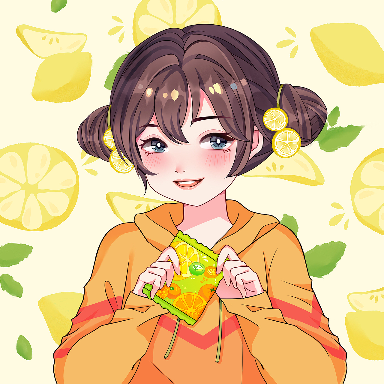 卡通少女零食包装插图