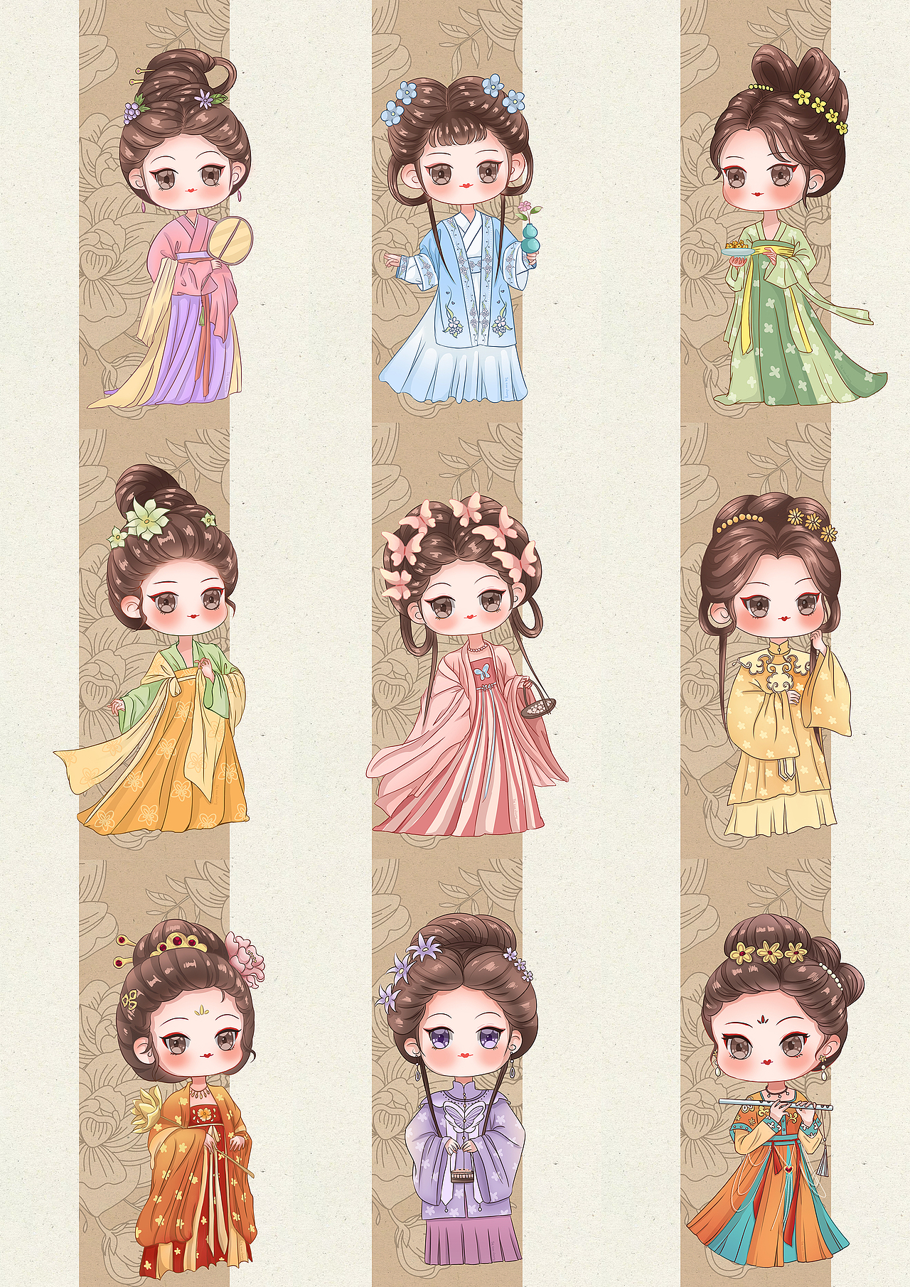Q版少女古风人物插画系列（图ZMzI0ODg1NTAw） - 创作习作 - 站酷设计师YM小爽原创素材 - 站酷ZCOOL