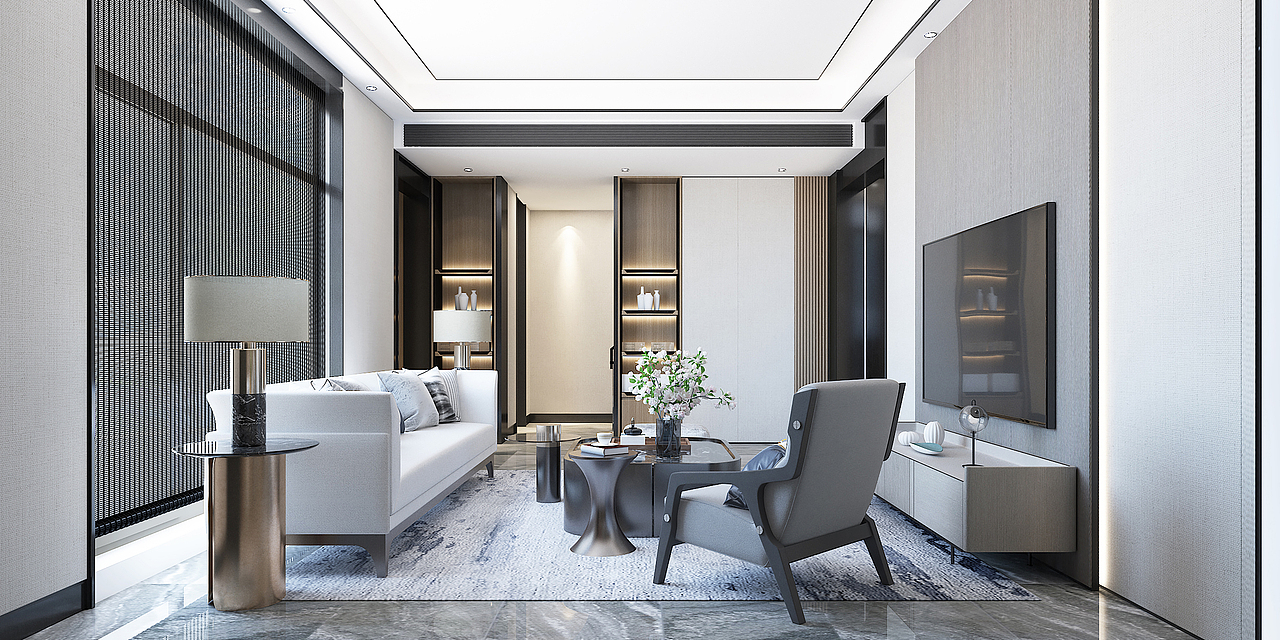 深圳装修丨新中式轻奢复式大平层/冯天礁design_深圳岚庭装饰-站酷