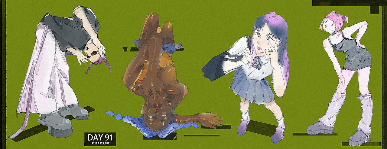 【人物隔日涂】51-100（图ZMzE1NzQ4ODQw） - 创作习作 - 站酷设计师黑羊呀原创素材 - 站酷ZCOOL