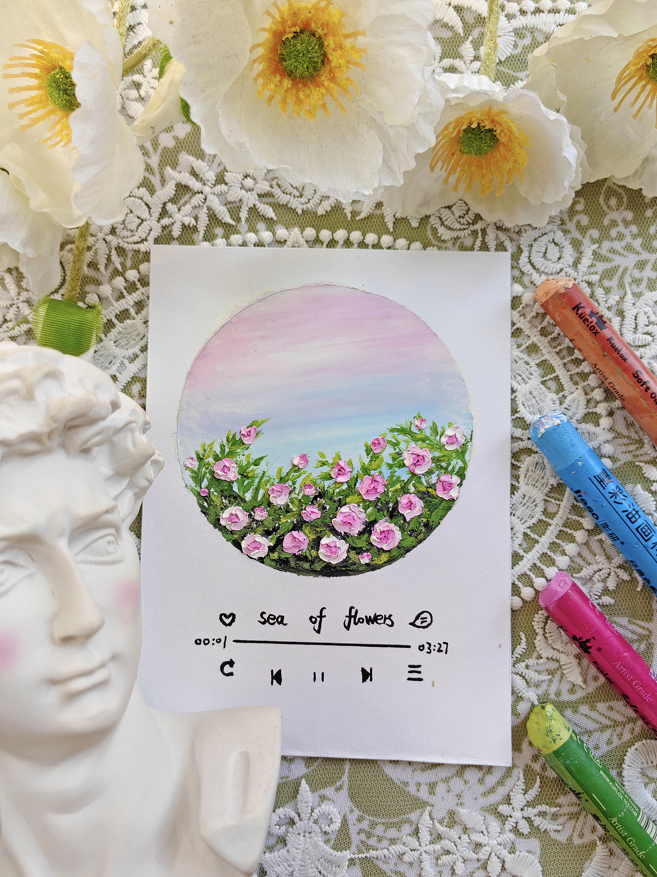 油画棒丨晚霞与玫瑰