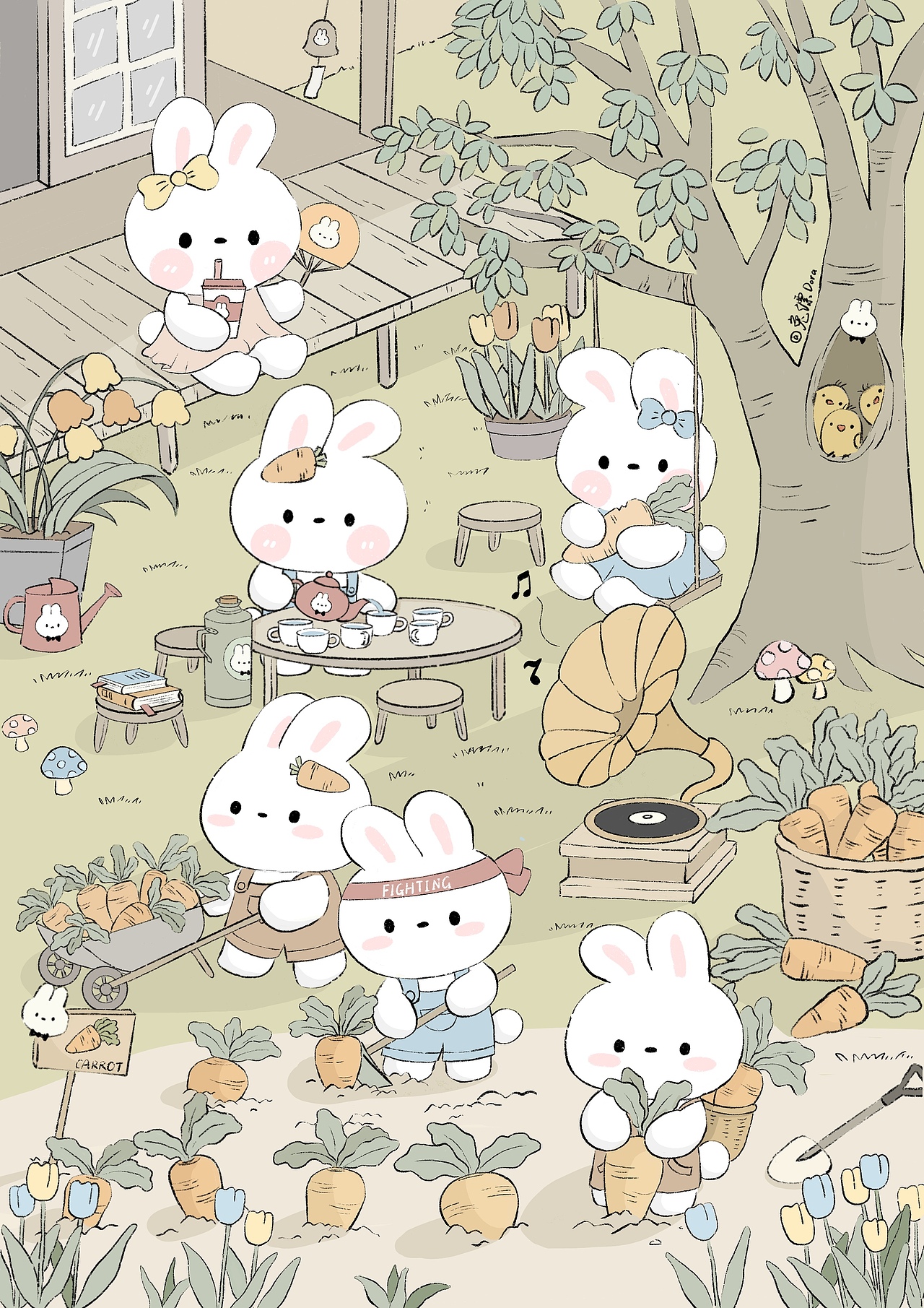 兔子镇的拔萝卜日|兔子镇的小兔叽们分工明确,男生负责拔萝卜养家,女生负责貌美如花。