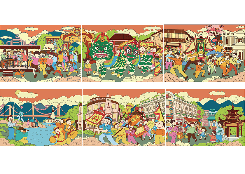 "走进潮乡"潮汕风俗插画设计