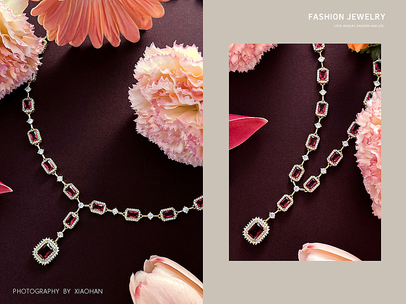 手机摄影 珠宝首饰手机拍摄 母亲节首饰 红宝石项链（图ZMzY4OTE1MzA0） - 产品摄影 - 站酷设计师广州小韩原创素材 - 站酷ZCOOL