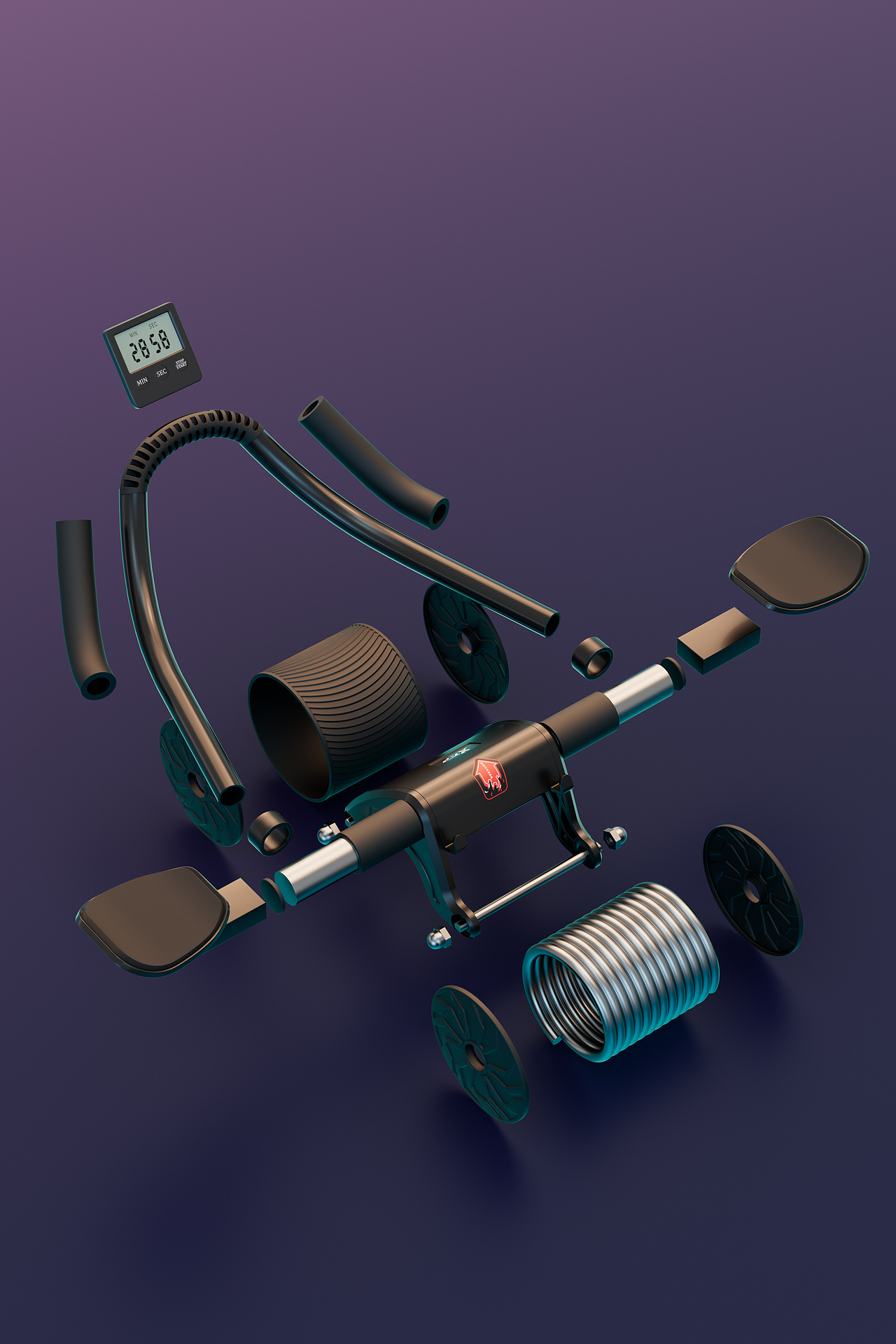 一些健腹轮的建模渲染图